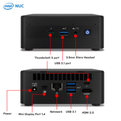Intel NUC PC | Intel Core i7-1165G7 4x2,8GHz | 32 GB DDR4 3200Mhz | Intel Iris Xe Grafik | M.2 SSD 1TB (NVMe) Kingston